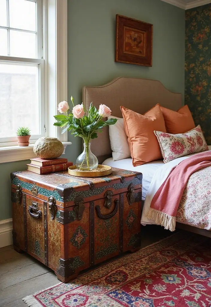 25+ Indian Bedroom Decor Ideas for a Traditional Yet Modern Touch - 13. Vintage Indian Trunks