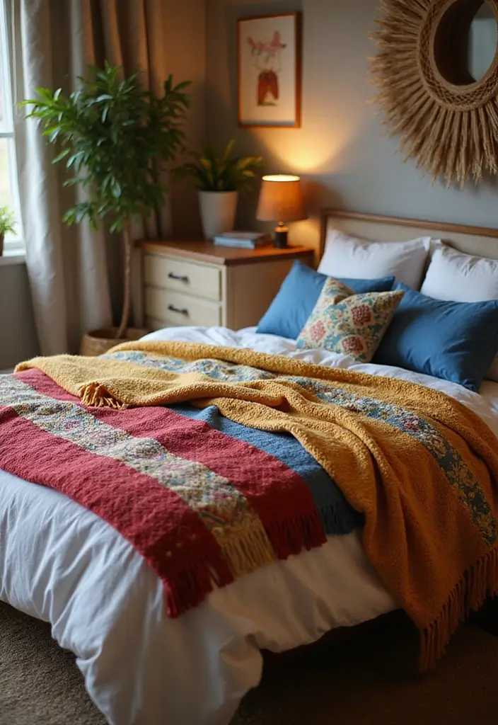 25+ Indian Bedroom Decor Ideas for a Traditional Yet Modern Touch - 16. Decorative Throw Blankets