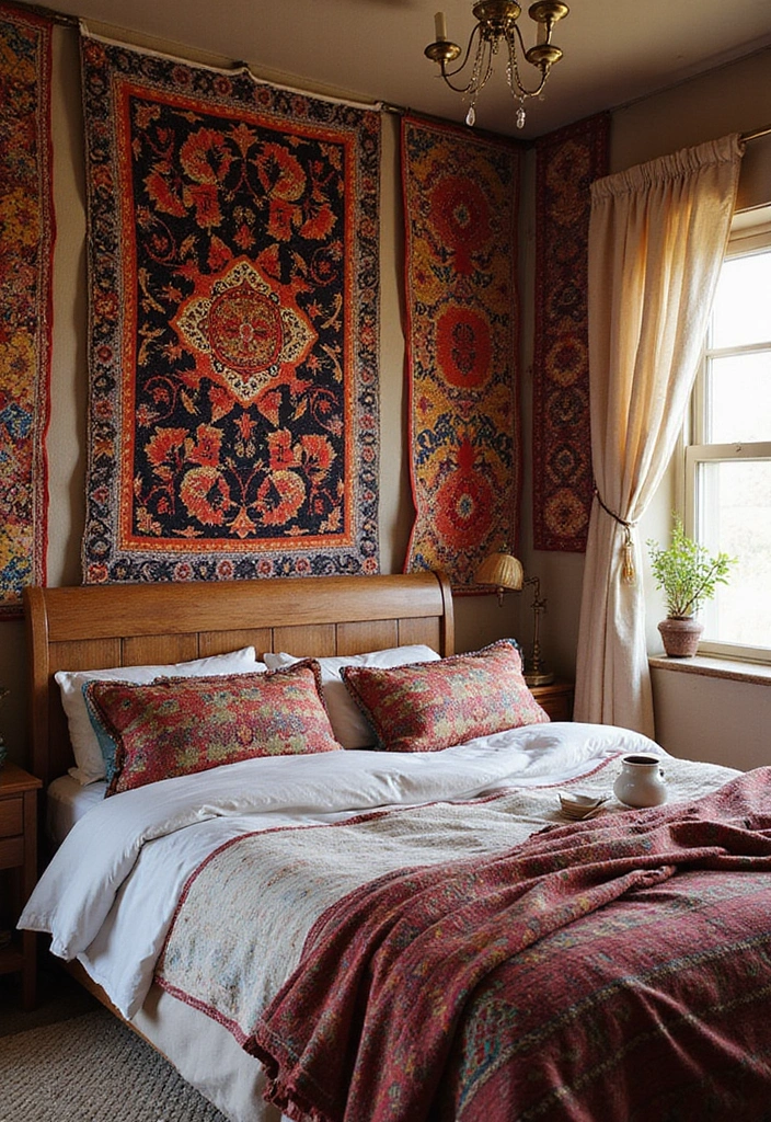 25+ Indian Bedroom Decor Ideas for a Traditional Yet Modern Touch - 2. Ethnic Textile Wall Hangings
