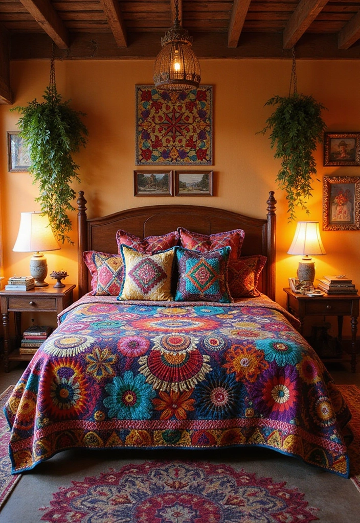 25+ Indian Bedroom Decor Ideas for a Traditional Yet Modern Touch - 6. Colorful Rajasthani Quilts