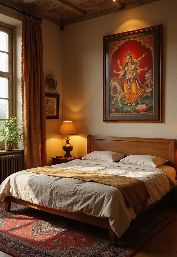 25+ Indian Bedroom Decor Ideas for a Traditional Yet Modern Touch - 9. Traditional Indian Paintings