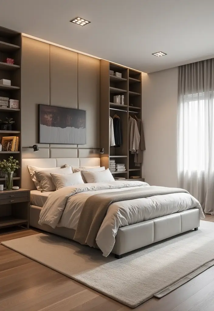 25+ Main Bedroom Ideas for a Luxurious Feel - 13. Functional Storage Solutions