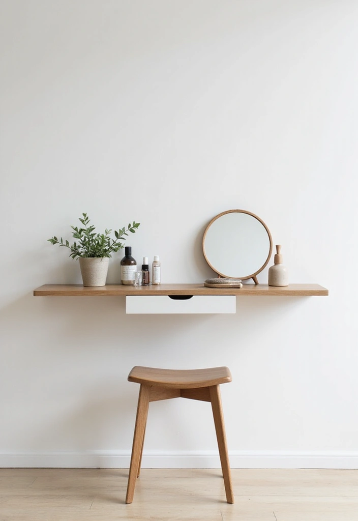 25+ Modern Dressing Table Ideas for Your Bedroom 1 25+ Modern Dressing Table Ideas for Your Bedroom - 1. Floating Shelves as a Dressing Table