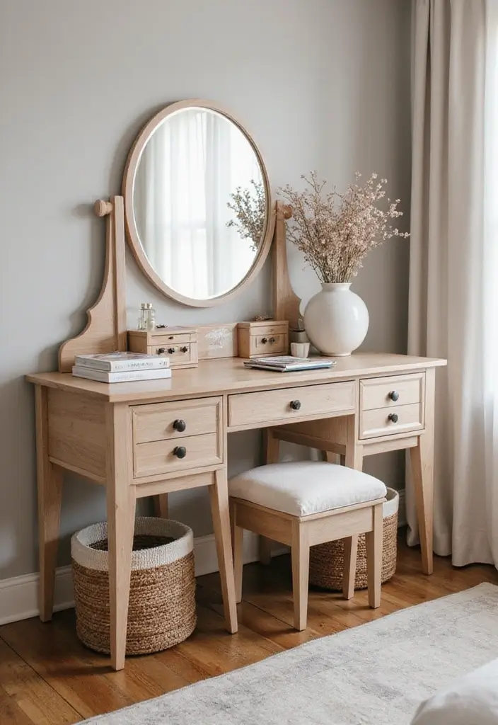 25+ Modern Dressing Table Ideas for Your Bedroom 10 25+ Modern Dressing Table Ideas for Your Bedroom - 10. Under-table Storage Solutions