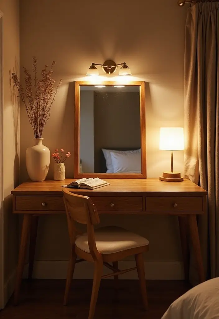 25+ Modern Dressing Table Ideas for Your Bedroom 12 25+ Modern Dressing Table Ideas for Your Bedroom - 12. Smart Lighting Solutions