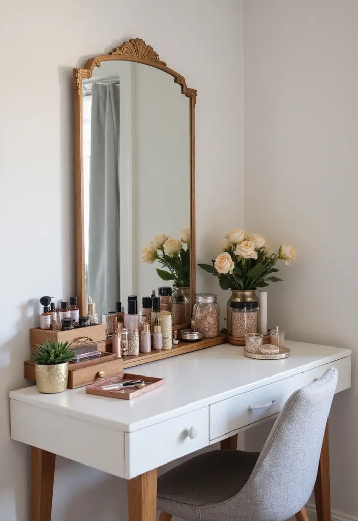 25+ Modern Dressing Table Ideas for Your Bedroom 16 25+ Modern Dressing Table Ideas for Your Bedroom - 16. Multi-Layered Displays