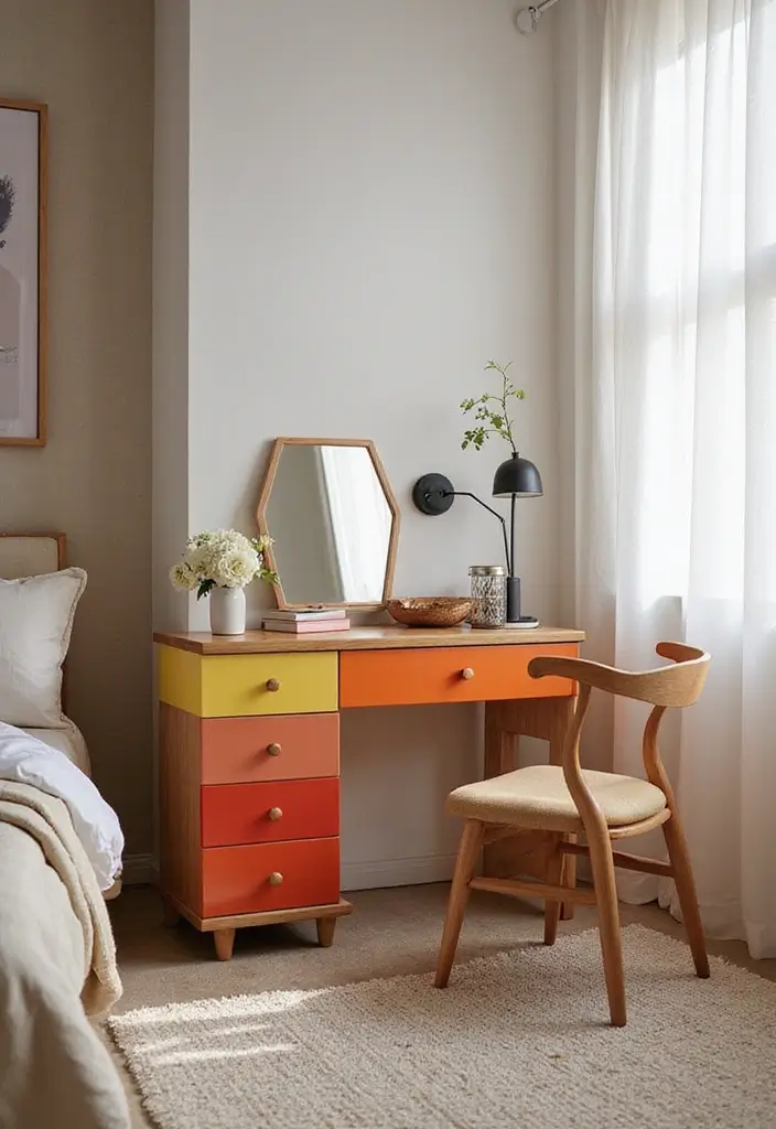 25+ Modern Dressing Table Ideas for Your Bedroom 19 25+ Modern Dressing Table Ideas for Your Bedroom - 19. Color-Block Dressing Tables