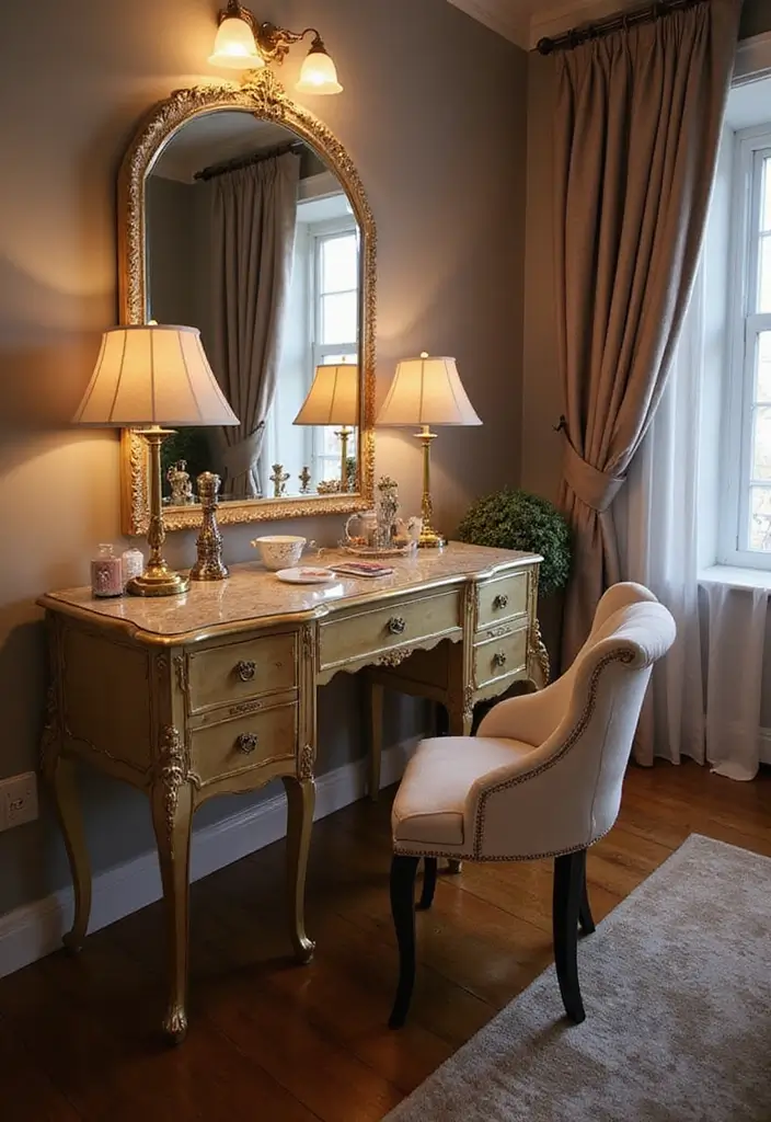 25+ Modern Dressing Table Ideas for Your Bedroom 21 25+ Modern Dressing Table Ideas for Your Bedroom - 21. Glamorous Touches
