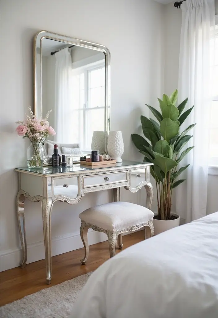 25+ Modern Dressing Table Ideas for Your Bedroom 5 25+ Modern Dressing Table Ideas for Your Bedroom - 5. Mirrored Dressing Tables