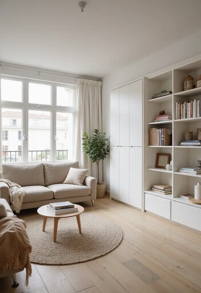 25+ One Bedroom Apartment Ideas That Maximize Space 12 25+ One Bedroom Apartment Ideas That Maximize Space - 12. Decluttered Spaces for Peace of Mind