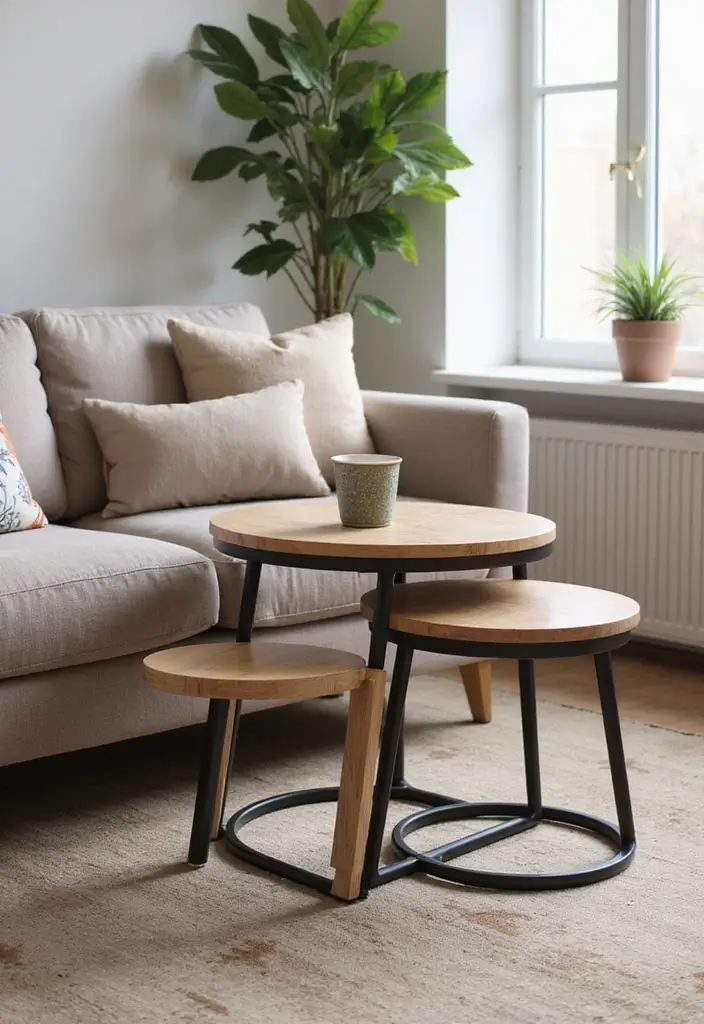 25+ One Bedroom Apartment Ideas That Maximize Space 5 25+ One Bedroom Apartment Ideas That Maximize Space - 5. Nesting Tables for Smart Space Use