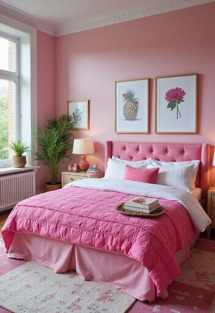 25+ Pink and White Bedroom Ideas That Are Sweet and Chic - 10. Modern Eclectic