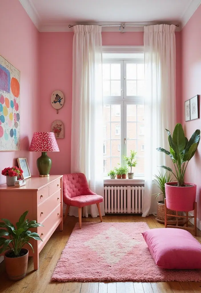 25+ Pink and White Bedroom Ideas That Are Sweet and Chic - 13. Retro Charm