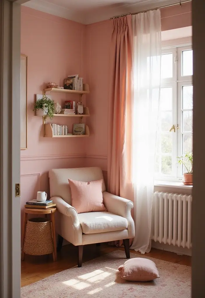 25+ Pink and White Bedroom Ideas That Are Sweet and Chic - 16. Cozy Reading Nook