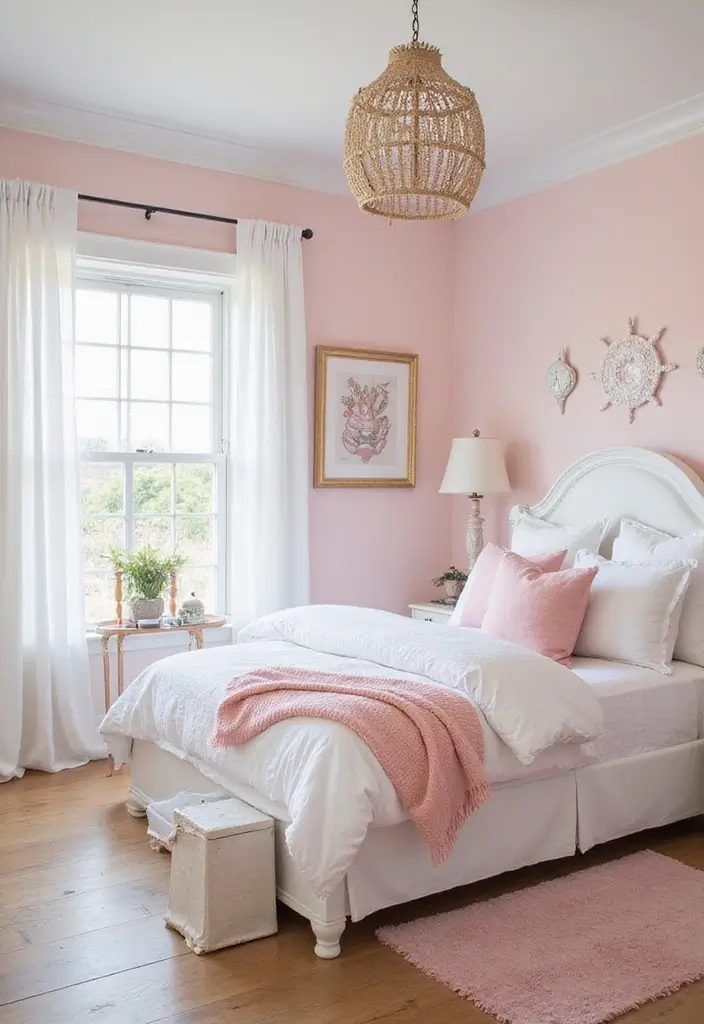 25+ Pink and White Bedroom Ideas That Are Sweet and Chic - 18. Beachy Vibes