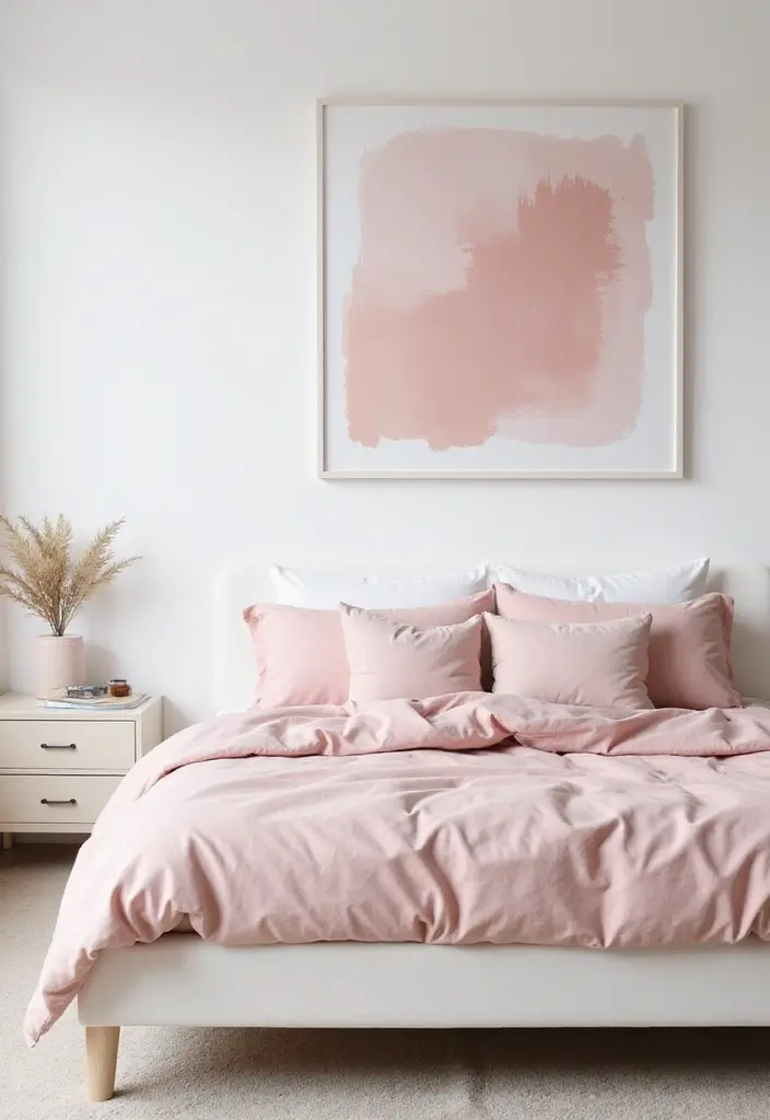 25+ Pink and White Bedroom Ideas That Are Sweet and Chic - 2. Chic Minimalism