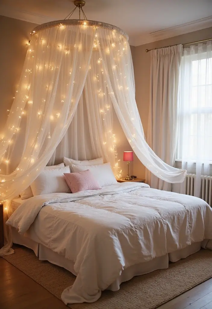25+ Pink and White Bedroom Ideas That Are Sweet and Chic - 20. Dreamy Canopy