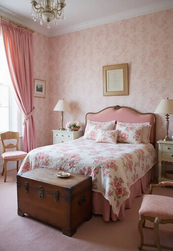 25+ Pink and White Bedroom Ideas That Are Sweet and Chic - 5. Vintage Vibes