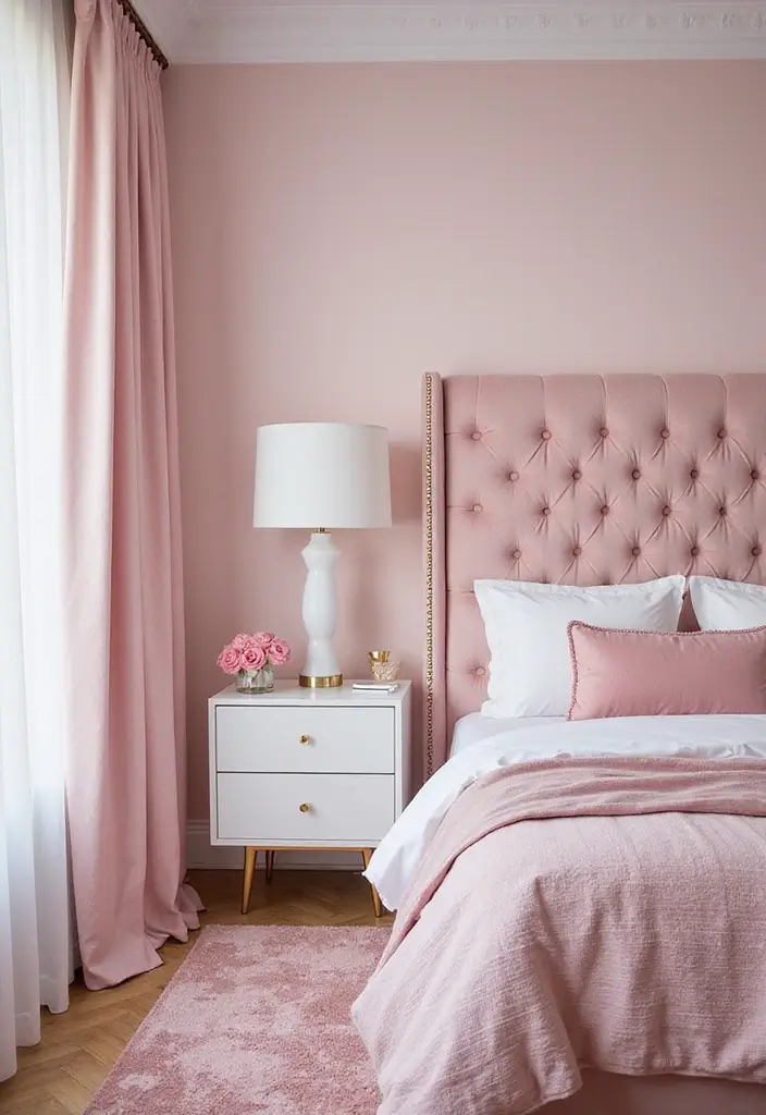 25+ Pink and White Bedroom Ideas That Are Sweet and Chic - 6. Glamorous Retreat