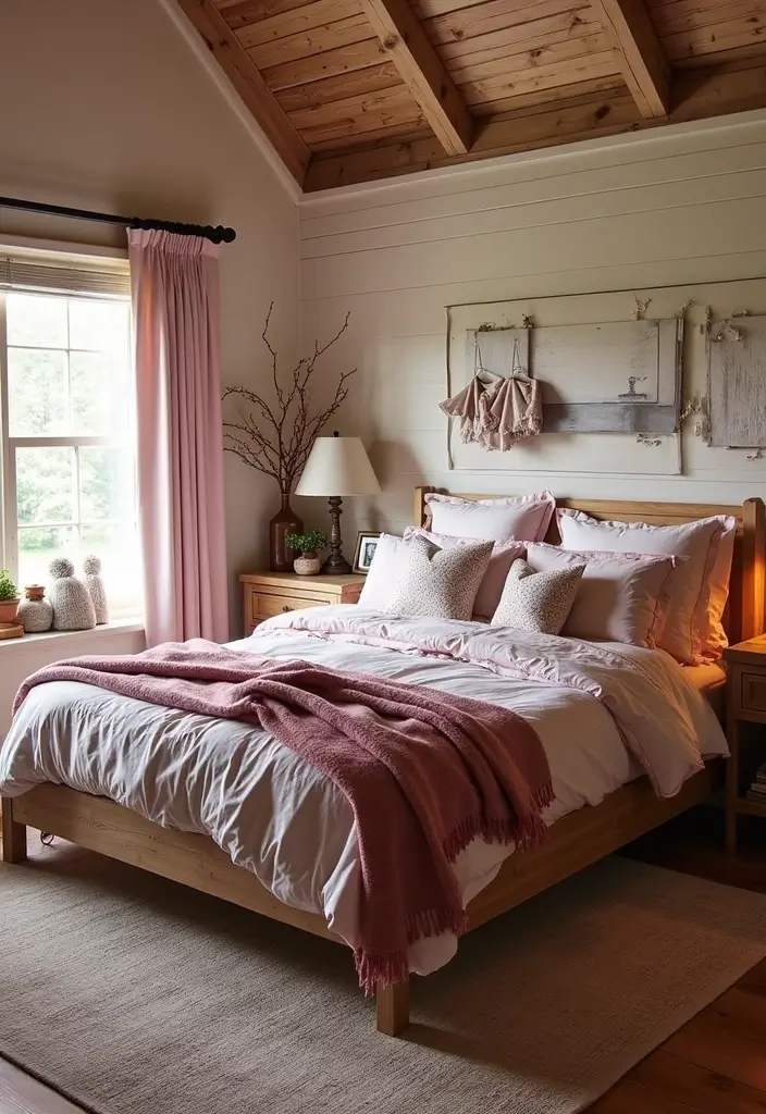 25+ Pink and White Bedroom Ideas That Are Sweet and Chic - 7. Cozy Cabin