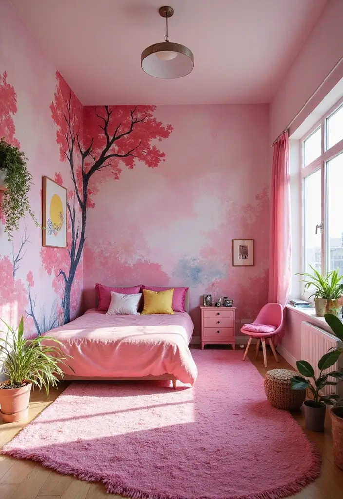 25+ Pink and White Bedroom Ideas That Are Sweet and Chic - 8. Artistic Expression