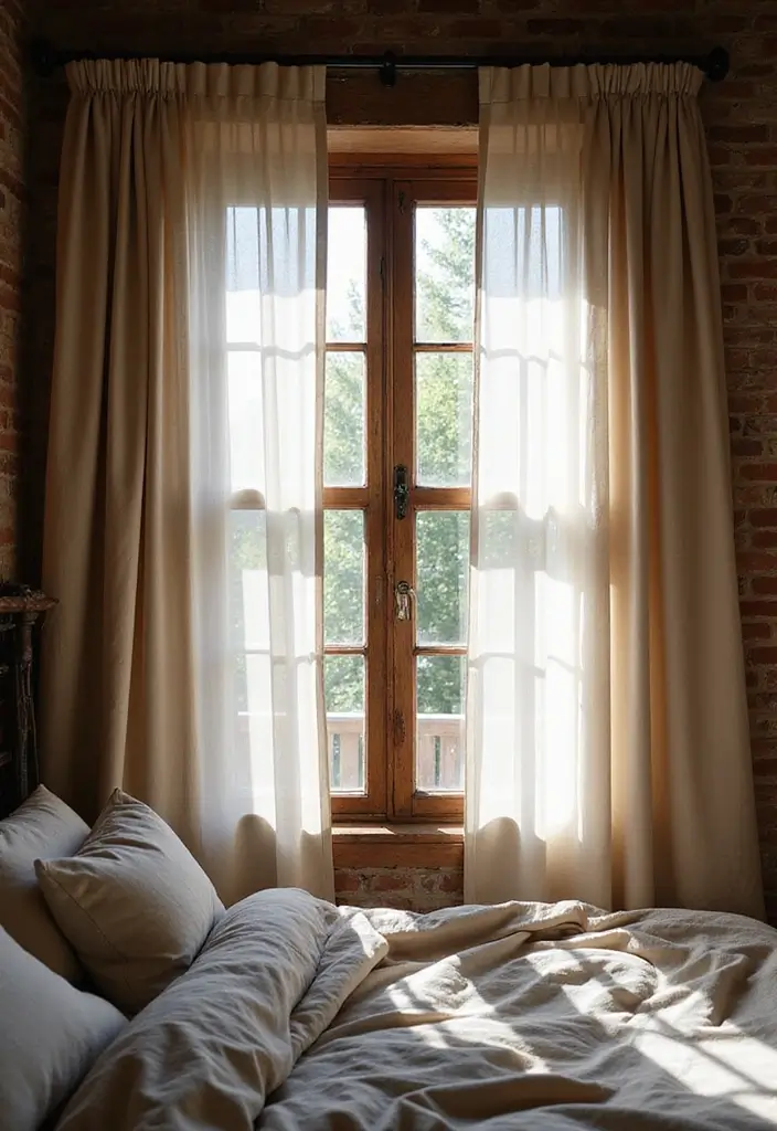 25+ Rustic Bedroom Ideas for a Cozy Country Vibe 10 25+ Rustic Bedroom Ideas for a Cozy Country Vibe - 10. Layered Window Treatments