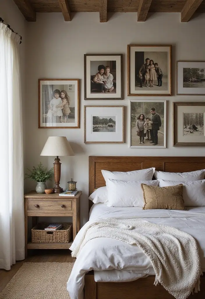 25+ Rustic Bedroom Ideas for a Cozy Country Vibe 13 25+ Rustic Bedroom Ideas for a Cozy Country Vibe - 13. Personal Art Displays
