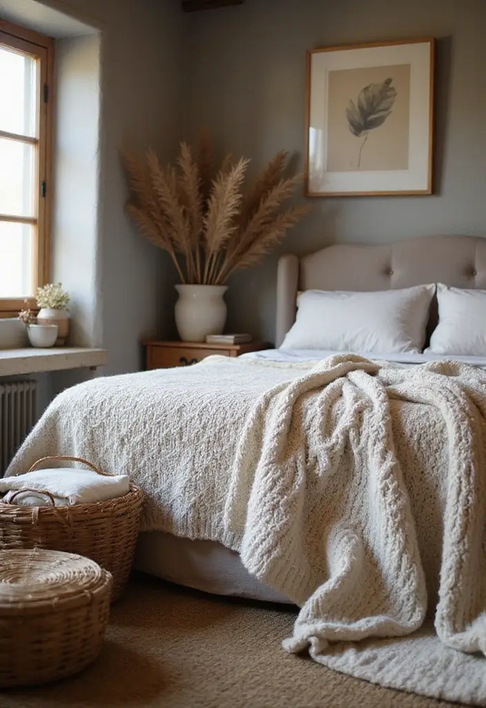 25+ Rustic Bedroom Ideas for a Cozy Country Vibe 14 25+ Rustic Bedroom Ideas for a Cozy Country Vibe - 14. Cozy Knits and Textiles