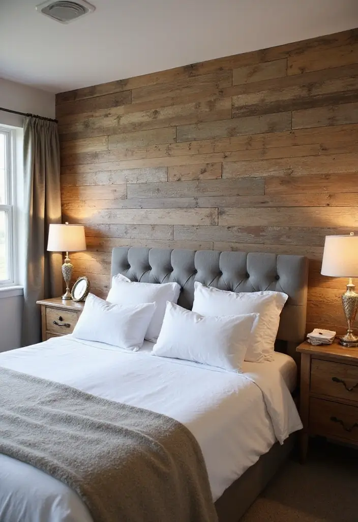 25+ Rustic Bedroom Ideas for a Cozy Country Vibe 15 25+ Rustic Bedroom Ideas for a Cozy Country Vibe - 15. Charming Accent Walls