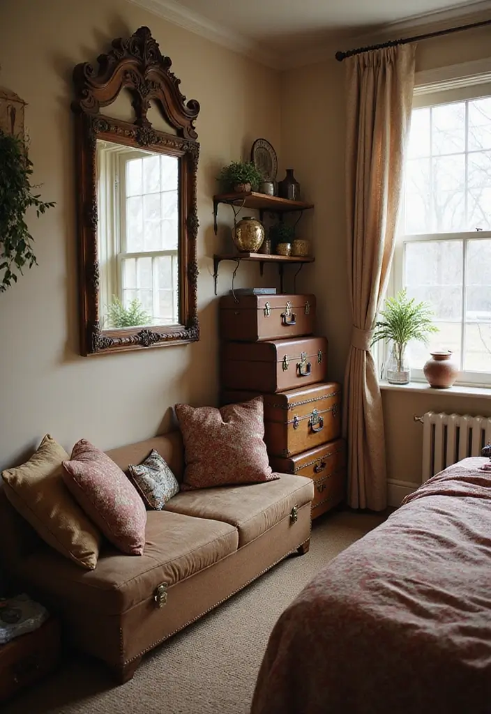 25+ Rustic Bedroom Ideas for a Cozy Country Vibe 2 25+ Rustic Bedroom Ideas for a Cozy Country Vibe - 2. Vintage Accent Decor