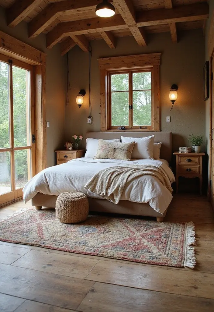 25+ Rustic Bedroom Ideas for a Cozy Country Vibe 23 25+ Rustic Bedroom Ideas for a Cozy Country Vibe - 23. Soft Area Rugs