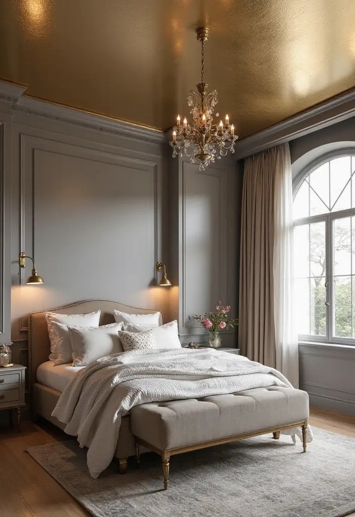 25+ Stunning Bedroom Ceiling Ideas That Transform Any Room 13 25+ Stunning Bedroom Ceiling Ideas That Transform Any Room - 13. Metallic Finishes