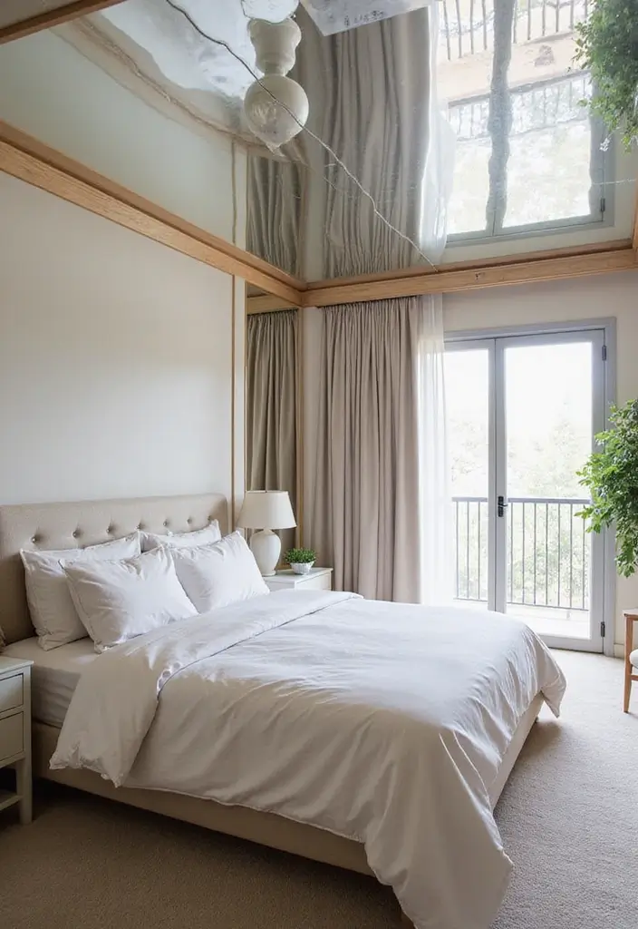 25+ Stunning Bedroom Ceiling Ideas That Transform Any Room 24 25+ Stunning Bedroom Ceiling Ideas That Transform Any Room - 24. Incorporate Mirrors