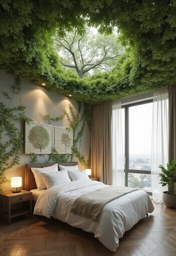 25+ Stunning Bedroom Ceiling Ideas That Transform Any Room 25 25+ Stunning Bedroom Ceiling Ideas That Transform Any Room - 25. Nature-Inspired Ceilings
