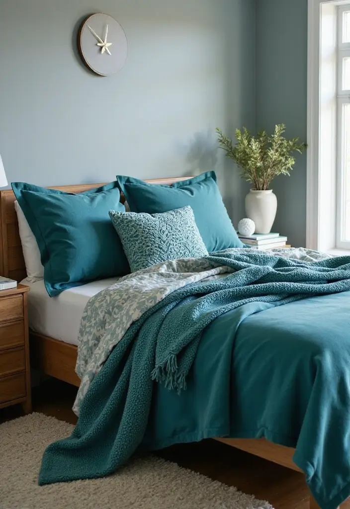25+ Teal Bedroom Ideas That Add Fresh Energy 2 25+ Teal Bedroom Ideas That Add Fresh Energy - 2. Teal Bedding Ideas