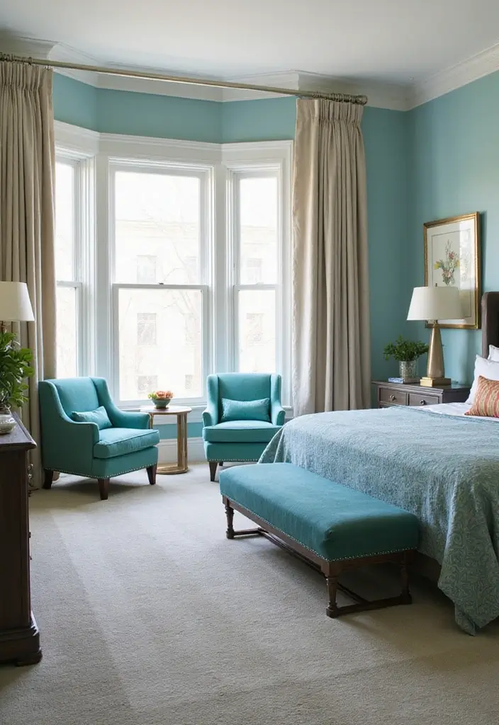25+ Teal Bedroom Ideas That Add Fresh Energy 23 25+ Teal Bedroom Ideas That Add Fresh Energy - 23. Teal for Accent Furniture