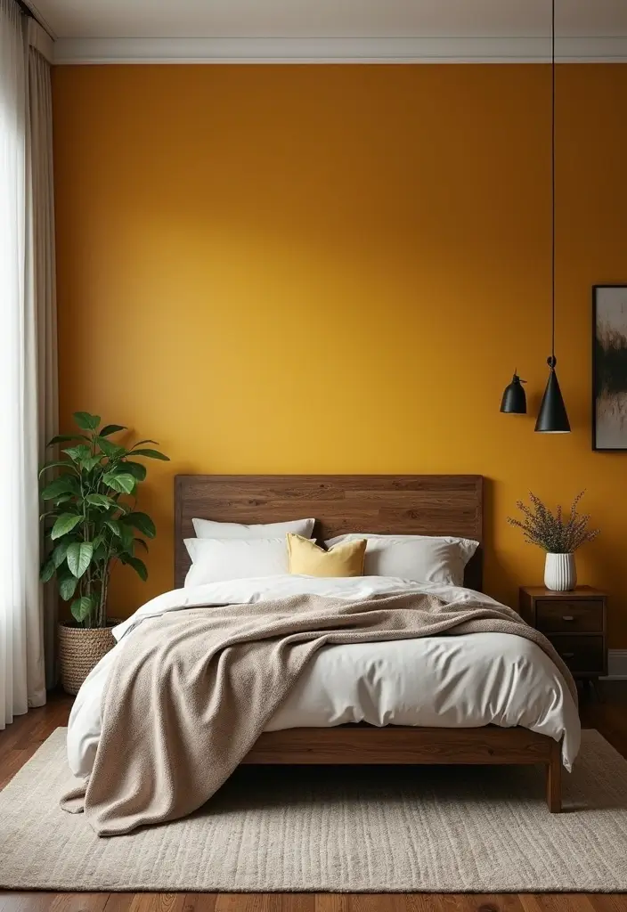 25+ Yellow Bedroom Ideas to Brighten Up Your Space 2 25+ Yellow Bedroom Ideas to Brighten Up Your Space - 2. Bold Mustard Accents