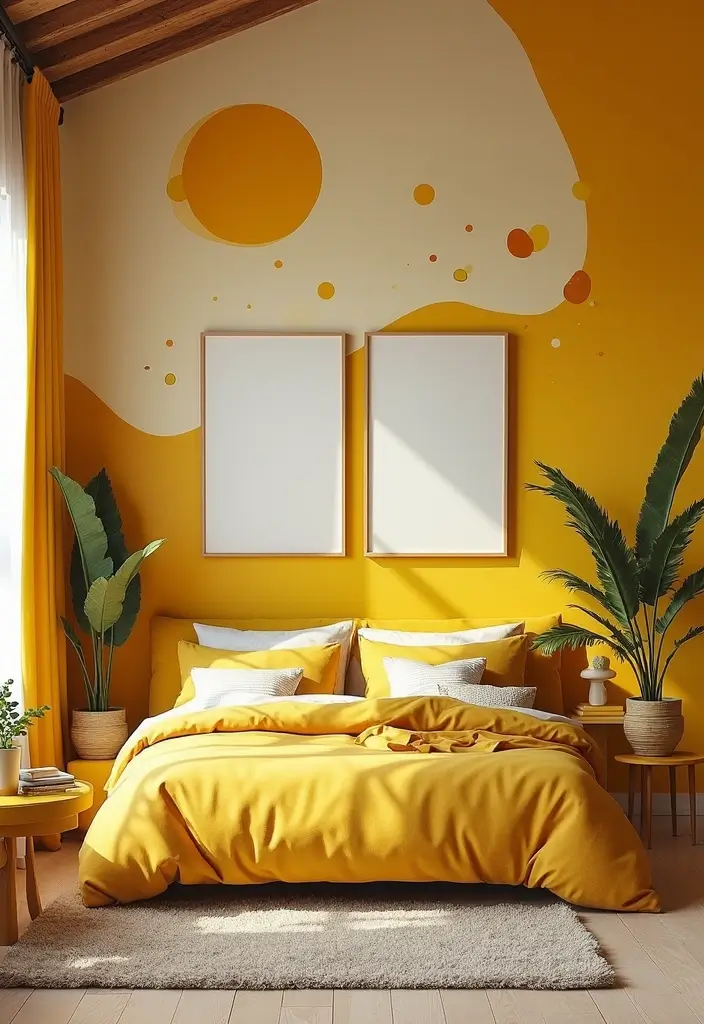 25+ Yellow Bedroom Ideas to Brighten Up Your Space 7 25+ Yellow Bedroom Ideas to Brighten Up Your Space - 7. Artistic Yellow Touches