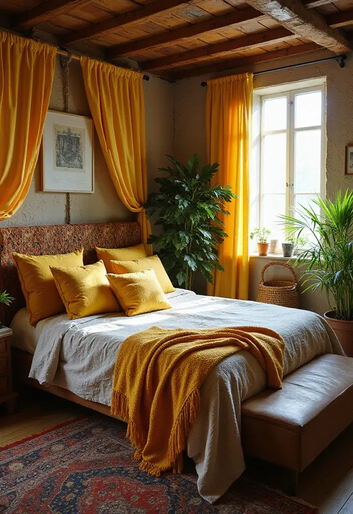 25+ Yellow Bedroom Ideas to Brighten Up Your Space 8 25+ Yellow Bedroom Ideas to Brighten Up Your Space - 8. Bohemian Yellow Dreams