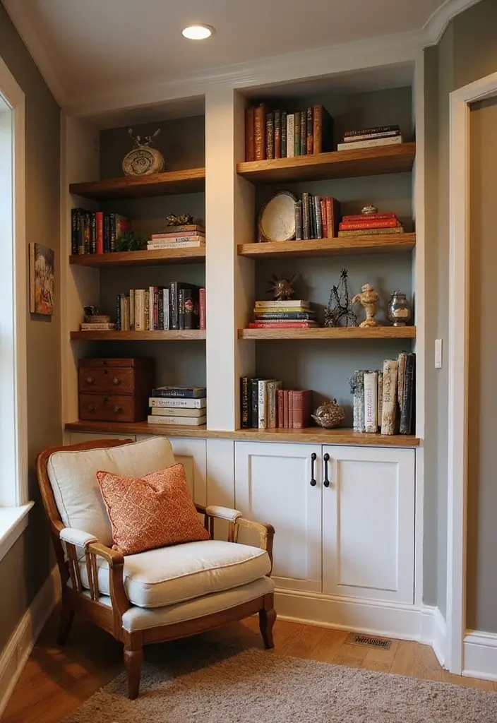 30+ Basement Bedroom Ideas to Maximize Every Inch - 1. Cozy Nook with Built-In Shelves