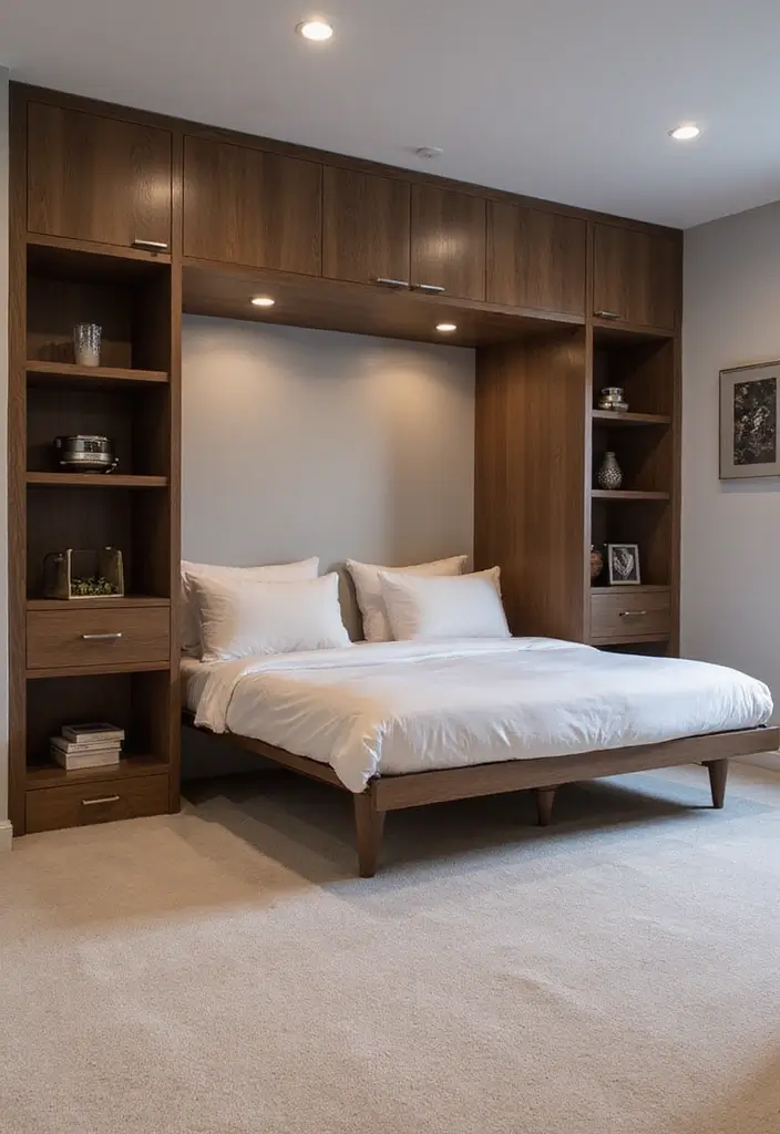 30+ Basement Bedroom Ideas to Maximize Every Inch - 16. Stylish Murphy Bed Designs