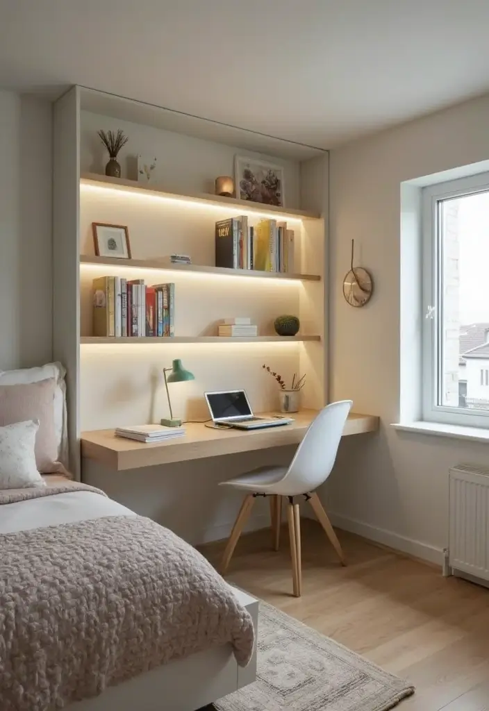 30+ Basement Bedroom Ideas to Maximize Every Inch - 25. Wall-mounted Desks