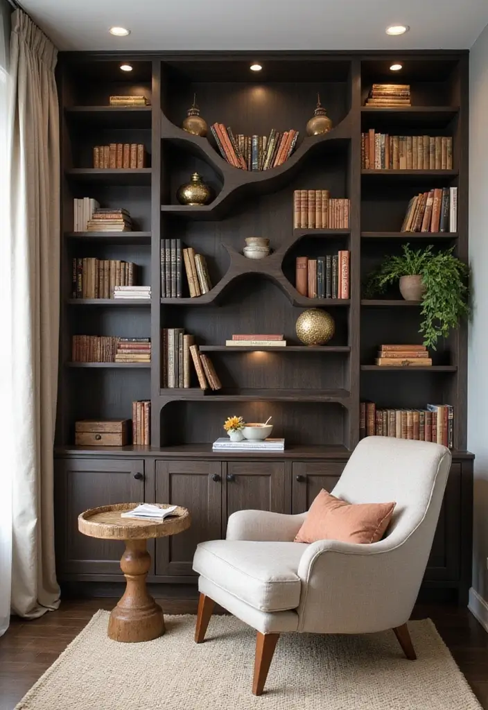 30+ Bedroom Reading Nook Ideas for Book Lovers 10 30+ Bedroom Reading Nook Ideas for Book Lovers - 10. S-shaped Bookshelf Nook