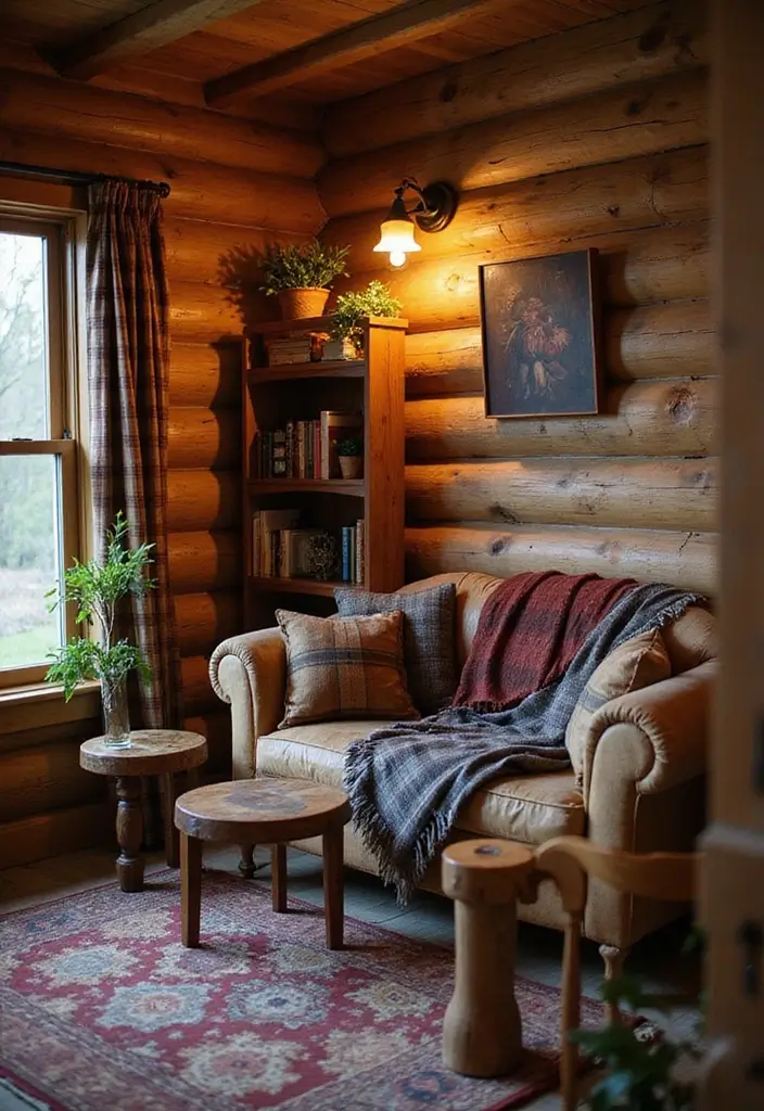 30+ Bedroom Reading Nook Ideas for Book Lovers 22 30+ Bedroom Reading Nook Ideas for Book Lovers - 22. Rustic Log Cabin Nook