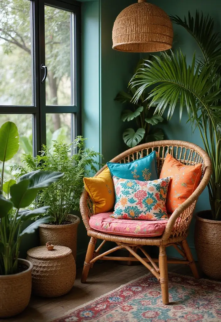 30+ Bedroom Reading Nook Ideas for Book Lovers 24 30+ Bedroom Reading Nook Ideas for Book Lovers - 24. Tropical-Inspired Nook