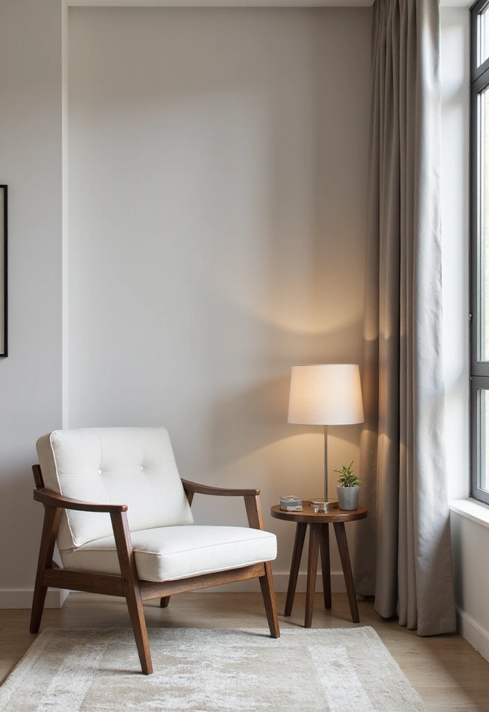 30+ Bedroom Reading Nook Ideas for Book Lovers 4 30+ Bedroom Reading Nook Ideas for Book Lovers - 4. Minimalist Armchair Nook