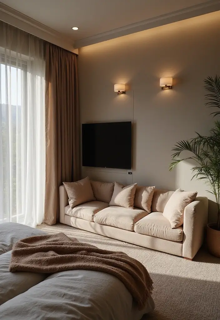 30+ Bedroom TV Wall Ideas for a Sleek Look - 11. Cozy Nook for TV Watching