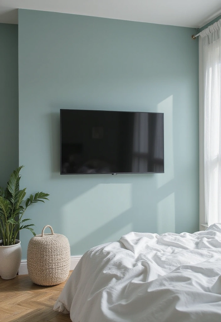 30+ Bedroom TV Wall Ideas for a Sleek Look - 21. Tranquil Color Palettes