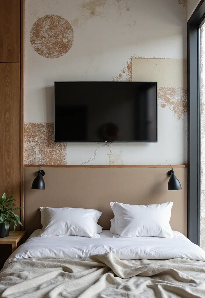 30+ Bedroom TV Wall Ideas for a Sleek Look - 22. Statement Wall with Bold Art