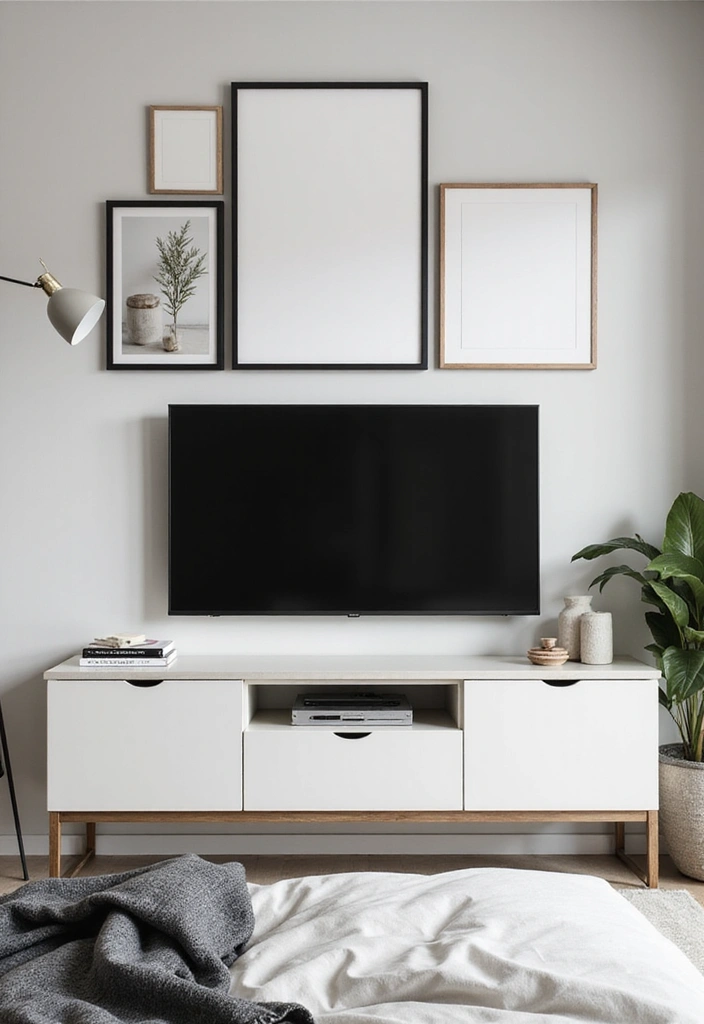 30+ Bedroom TV Wall Ideas for a Sleek Look - 25. Simple Wall Art Frames
